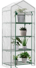 Outsunny üvegház polcokkal, télálló fóliából készült acél üvegház erkélyre, kertbe, paradicsom üvegház 70x50x160cm, zöldségek, virágok, növények üvegh