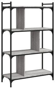 4 szintes szürke sonoma színű fa könyvespolc 76 x 32 x 123 cm