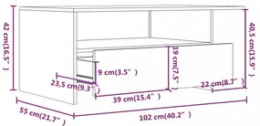 fekete szerelt fa dohányzóasztal 102 x 55 x 42 cm