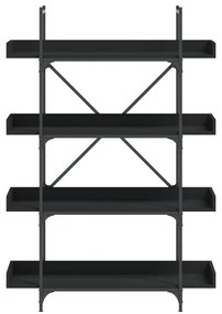 4-szintes fekete szerelt fa könyvespolc 100 x 33 x 145,5 cm