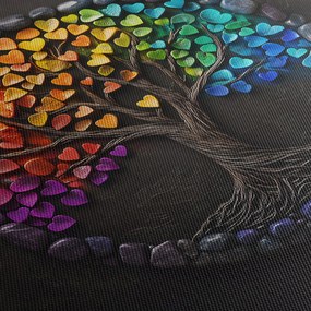 Kép – Fa színes szívekkel (70x50 cm)