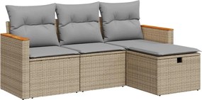 vidaXL 4 részes bézs polyrattan kerti ülőgarnitúra párnákkal
