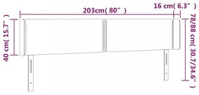 sötétszürke szövet LED-es fejtámla 203 x 16 x 78/88 cm