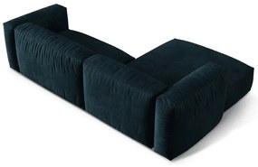 Sötétkék bársony moduláris sarokkanapé (bal oldali-heverő résszel) Martina – Micadoni