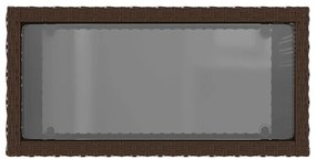 barna polyrattan kerti kisasztal üveg lappal 58 x 27,5 x 55 cm