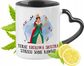 Nővérnek Fekete Bögre Szív Alakú Füllel Ajándék Nyomtatott