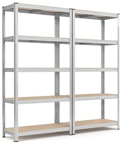 5-szintes acél polcrendszer, 2 db, ezüst