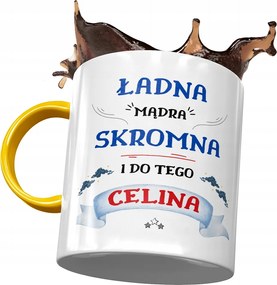 Sárga Bögre Celina Barátnő Feleség Ajándék Nyomtatott Fotóval