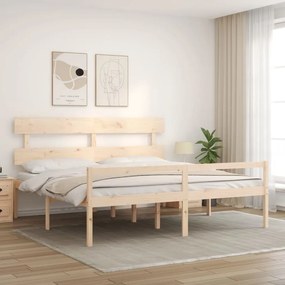 Tömör fa ágy időseknek fejtámlával Super King Size