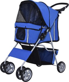 PawHut Kutyakocsi, Összecsukható Kutyakocsi Kis Kutyák és Miniatűr Kutyák Számára, Macska Kocsi Tárolókosárral, Pohártartóval, Hálós Ablakokkal, Pet C