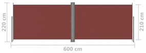 barna behúzható oldalsó napellenző 220 x 600 cm