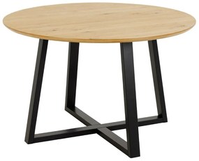 Asztal Oakland 812Fekete, Fényes fa, 75cm, Közepes sűrűségű farostlemez, Természetes fa furnér, Fa