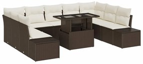 vidaXL Kerti Kanapé Szett tárolóval 10 pcs Barna Poli rattan