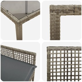9 részes kerti étkezőgarnitúra párnákkal, szürke műrattan