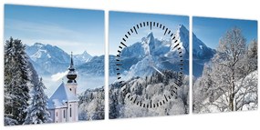 Kép - Havas táj (órával) (90x30 cm)