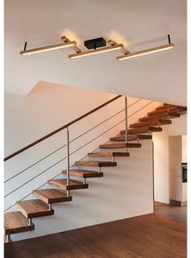 Fekete-natúr színű LED mennyezeti lámpa távirányítóval 10x180 cm Bellari – Trio