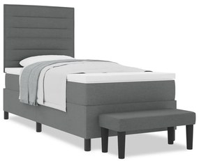 Boxspring ágy matraccal és paddal sötétszürke 90x200 cm szövet