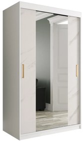 Ruhásszekrény 120 cm Marbelo T1 (matt fehér + fehér márvány). 1064564