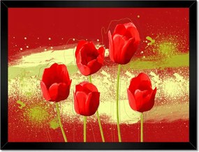 Poszterek keretben 40x30 Piros pipacsok piros alapon Virágok