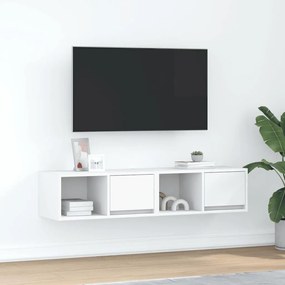 2 db fehér szerelt fa TV-szekrény 60x31x25,5 cm
