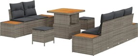 vidaXL Kerti Kanapé Szett 8 pcs Szürke polirattan