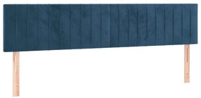 sötétkék bársony LED-es fejtámla 180x5x78/88 cm