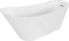 Mexen Alta szabadon álló kád 170 x 75 cm, fehér, rózsaarany túlfolyó - 52141707500-60