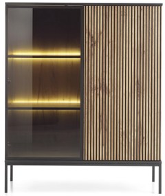 Vitrin Silvano WT104 (fekete + wotan tölgy) (LED világítással). 1062588