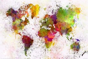 XXL poszter World Map - Watercolour, (120 x 80 cm)