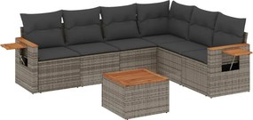 vidaXL 7 részes szürke polyrattan kerti ülőgarnitúra párnákkal