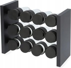 Otto fűszertartó fekete 12 tégely 26x10x21 cm Homla