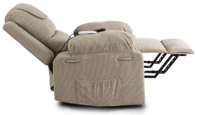 Elektromosan Vezérelhető Masszázsfunkciós Relaxfotel Bézs Színben, Felállást Segítő Funkcióval. FENIX