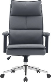 Irodai szék, szürke ekobőr/króm, KAHIL