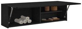 fekete szerelt fa fali fürdőszobaszekrény 100x25x30 cm