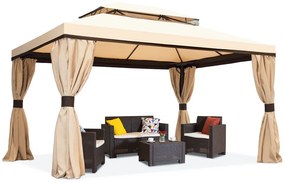 Valencia Garden Point 4x4 m-es krémszínű kerti pavilon függönyökkel