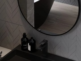 Mexen Loft kerek fürdőszobai tükör, 75 cm, fekete keret - 9850-075-075-000-70