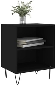 2 db fekete szerelt fa éjjeliszekrény 40x30x50 cm