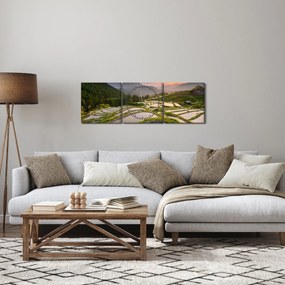 Kép - Rizsteraszok (órával) (90x30 cm)