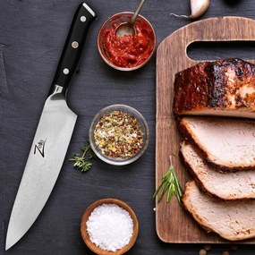 Zelite Infinity by Klarstein Alpha-Royal Japanese Series, 8" szakácskés, damaszkuszi acél