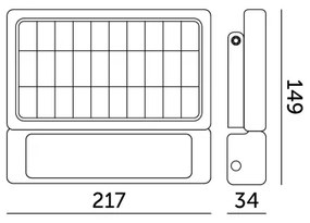 LED napelemes reflektor érzékelővel LED/5W/3,7V 4000K IP65 3000 mAh