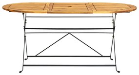 vidaXL ovális tömör akácfa kerti asztal 160 x 85 x 74 cm