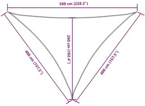 narancssárga háromszög alakú oxford-szövet napvitorla 4x4x5,8 m