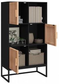 fekete szerelt fa magasszekrény 70 x 35 x 125 cm