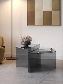 Szürke üveg kerek dohányzóasztal szett 2 db-os ø 80 cm Velta – MOME