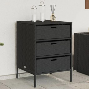fekete polyrattan kerti tárolószekrény 55 x 59 x 80 cm