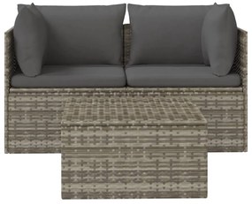 3 részes szürke polyrattan kerti ülőgarnitúra párnákkal