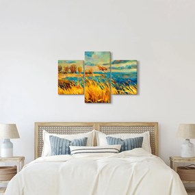 Kép - naplemente a tó felett, akril festmény (90x60 cm)