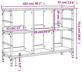 fekete szerelt fa tálalószekrény 102 x 32 x 73,5 cm