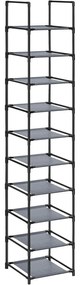 10 szintes cipőtartó 33 × 33 × 173 cm, szürke