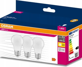 3x Led izzó E27 A60 4,9W 40W 470lm 2700K Meleg 200° Osram Value